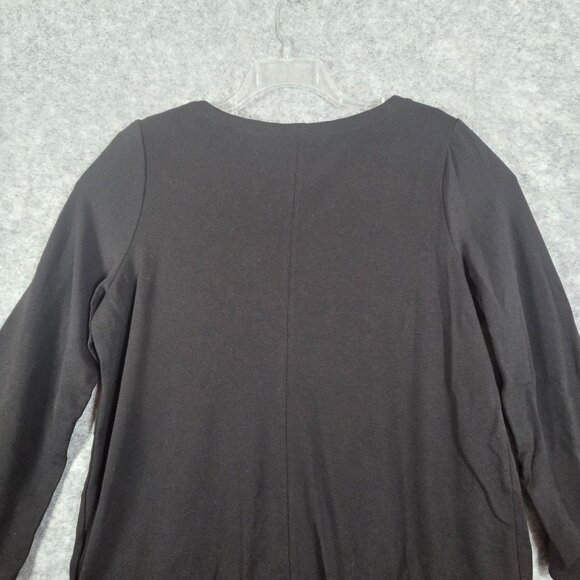 Chico's Knit Top Long Sleeve Scoop Neck Pullover Black Office Women's Size XL - Picture 6 of 8